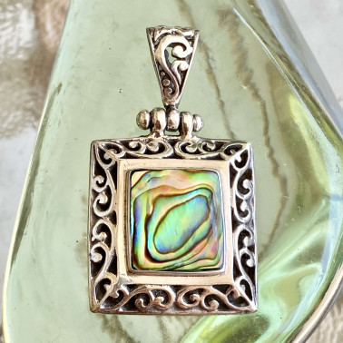 PD 07861 AB-(HANDMADE 925 BALI STERLING SILVER PENDANTS WITH ABALONE)